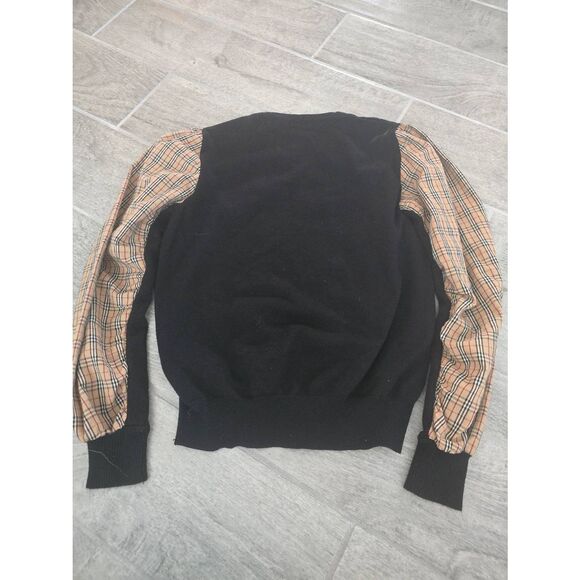 Women's YAL New‎ York Sweater Black with Checkered Plaid Sleeves Size Small - Picture 5 of 6